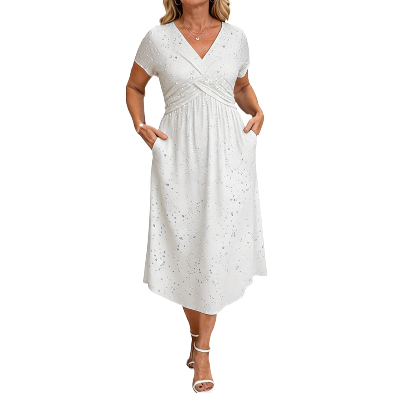 Women's Elegant V-Neck Twist Front Dress