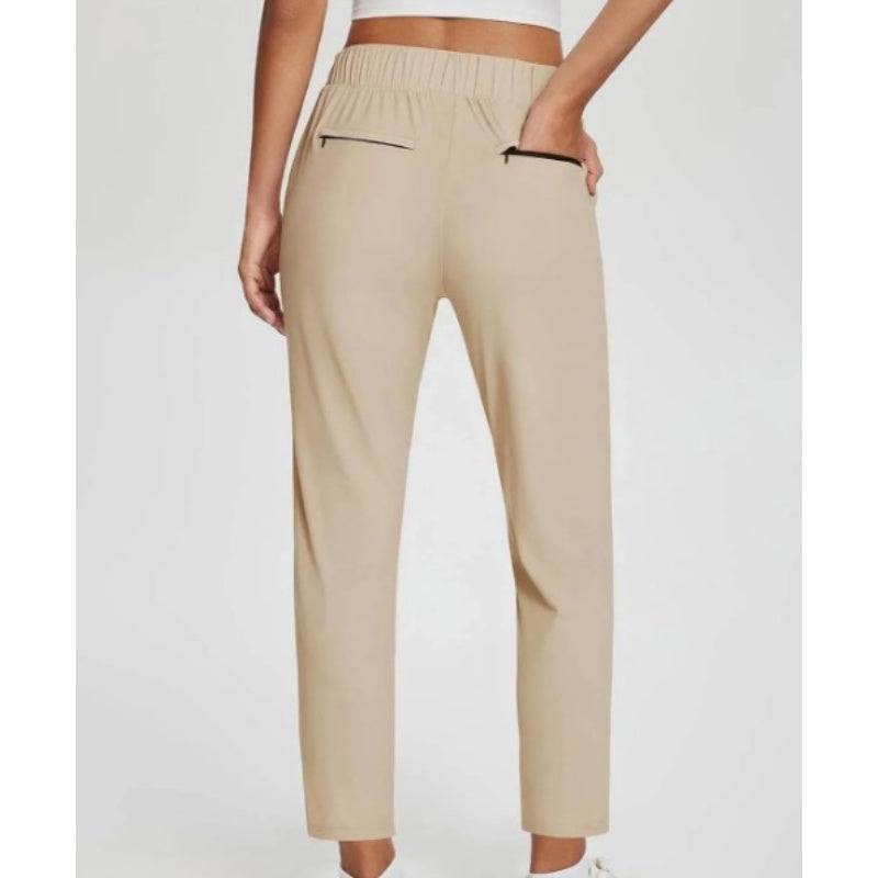 Women’s Fitted High-Waisted Zip-Pocket Trousers👖Lightweight, Breathable, Soft 26"/27" Ankle Pants with Zipper Pockets