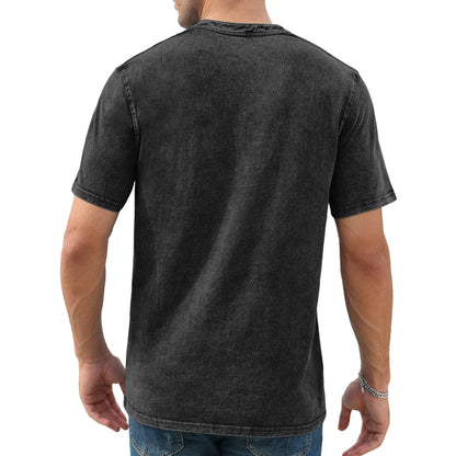 Men’s Vintage Acid-Wash Henley T-Shirt