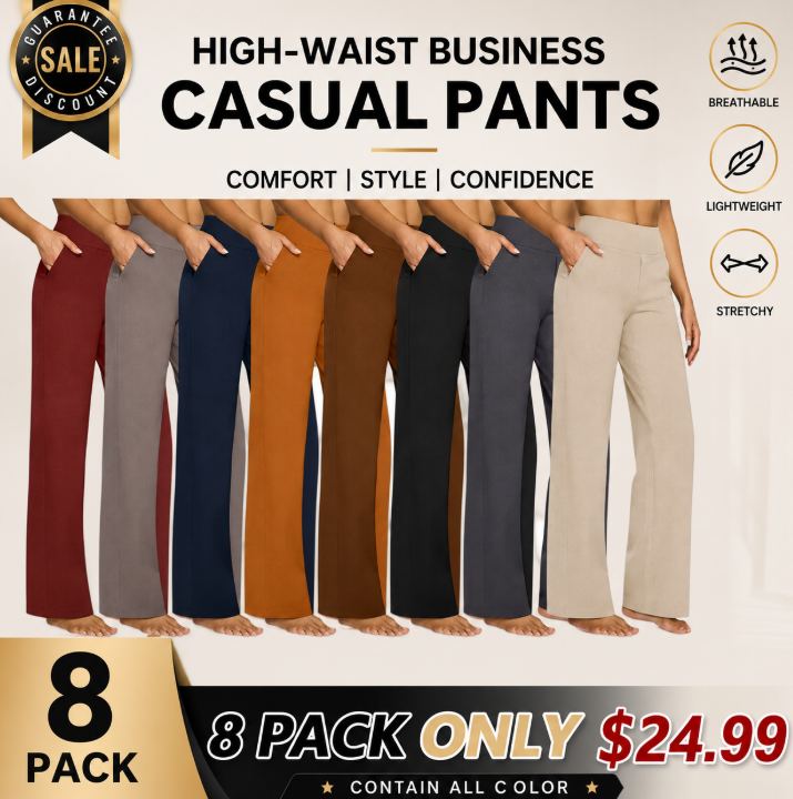 💘Women’s High-Waist Wide Leg Pants – Business Casual Yoga Dress Pants with Pockets