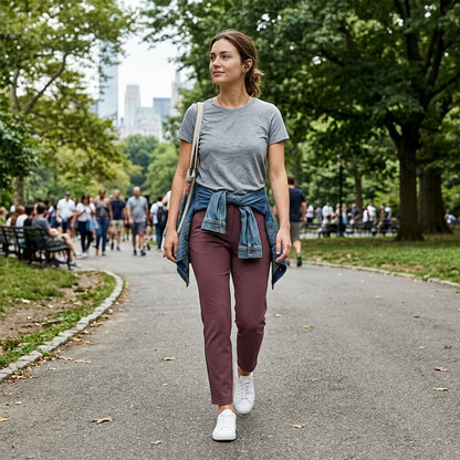 Women’s Fitted High-Waisted Zip-Pocket Trousers👖Lightweight, Breathable, Soft 26"/27" Ankle Pants with Zipper Pockets