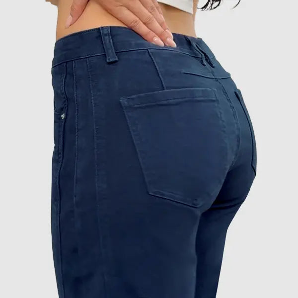 💝Last Day Promotion⚡- Solid Stitch Detail Mid Waist Crop Baby Barrel Pants