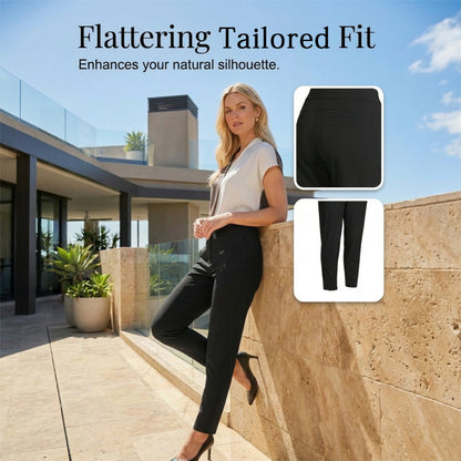 Women’s Fitted High-Waisted Zip-Pocket Trousers👖Lightweight, Breathable, Soft 26"/27" Ankle Pants with Zipper Pockets