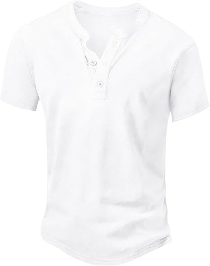 Men’s Vintage Acid-Wash Henley T-Shirt