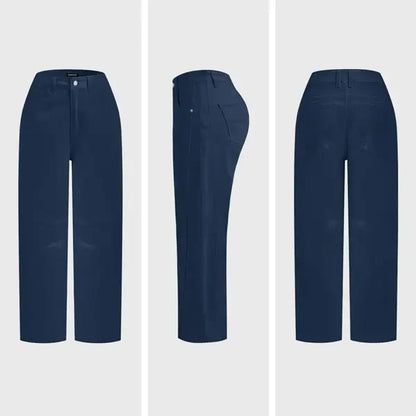 💝Last Day Promotion⚡- Solid Stitch Detail Mid Waist Crop Baby Barrel Pants