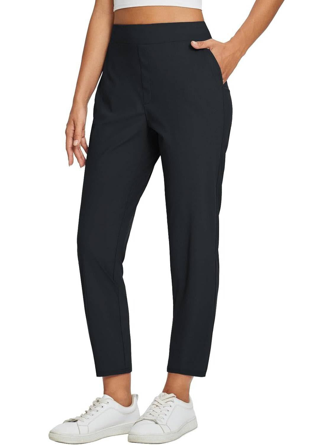 Women’s Fitted High-Waisted Zip-Pocket Trousers👖Lightweight, Breathable, Soft 26"/27" Ankle Pants with Zipper Pockets