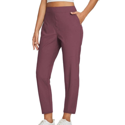 Women’s Fitted High-Waisted Zip-Pocket Trousers👖Lightweight, Breathable, Soft 26"/27" Ankle Pants with Zipper Pockets