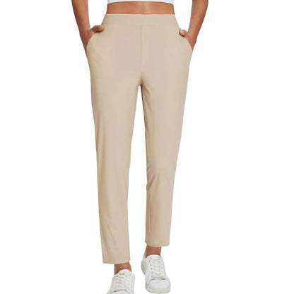 Women’s Fitted High-Waisted Zip-Pocket Trousers👖Lightweight, Breathable, Soft 26"/27" Ankle Pants with Zipper Pockets