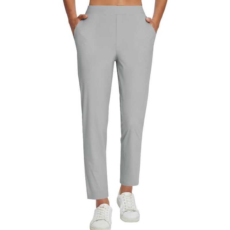 Women’s Fitted High-Waisted Zip-Pocket Trousers👖Lightweight, Breathable, Soft 26"/27" Ankle Pants with Zipper Pockets