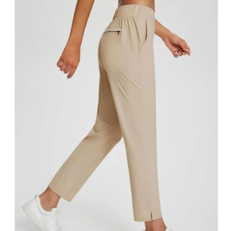 Women’s Fitted High-Waisted Zip-Pocket Trousers👖Lightweight, Breathable, Soft 26"/27" Ankle Pants with Zipper Pockets