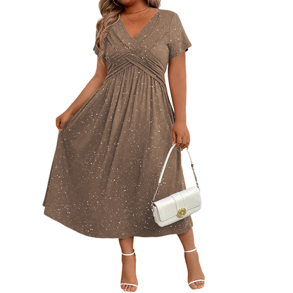 Women's Elegant V-Neck Twist Front Dress
